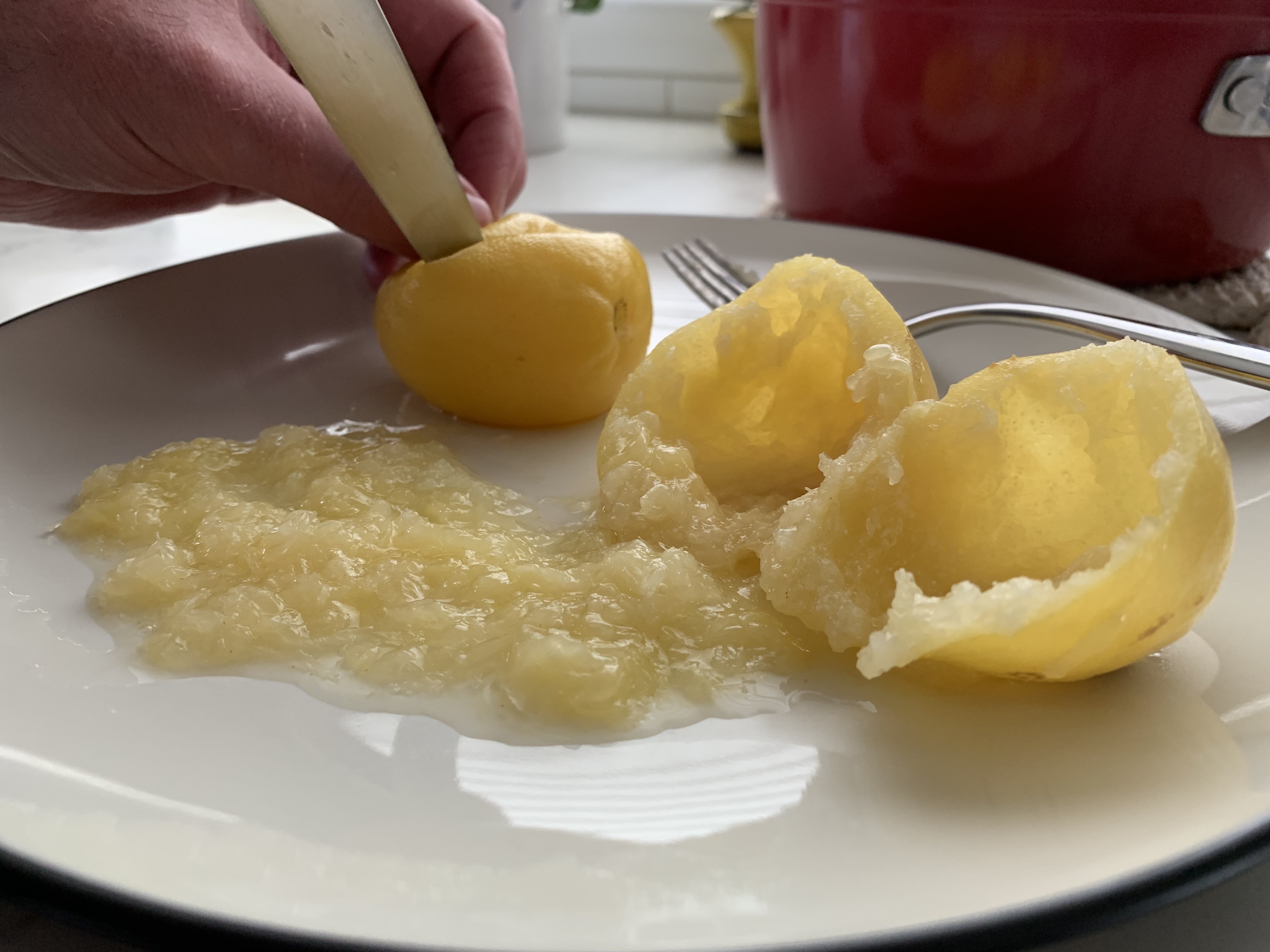 Removing the lemon seeds is an important step. Make sure to wait until the lemons are cool enough to handle. 